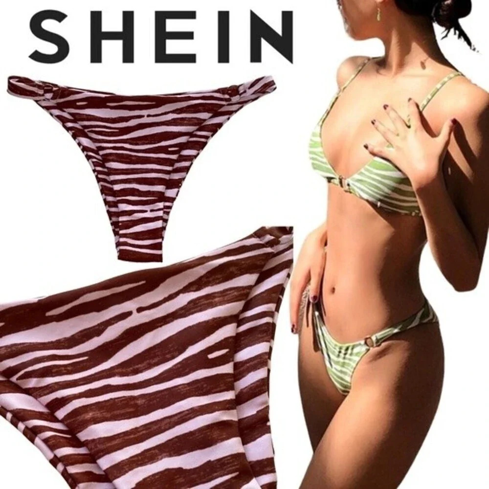 NEW, SHEIN, Striped Ring Link Bikini Bottom